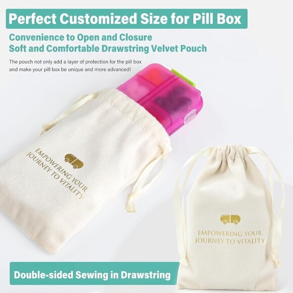 Travel Pill Organizer w Labels & 1 Drawstring Pouch (PINK) / BRAND NEW SEALED. - Picture 5 of 10